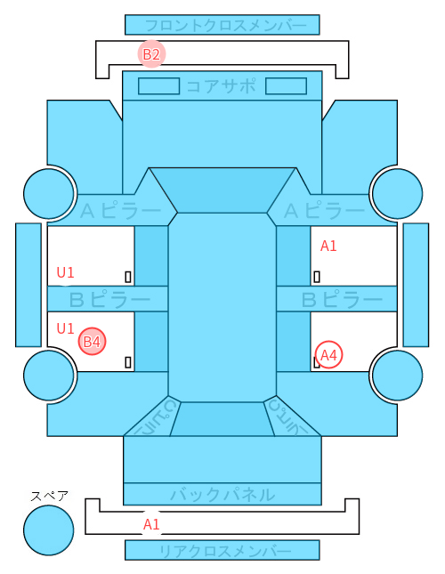 Body condition diagram (damage marks, Japanese labels)
