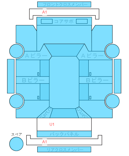 Body condition diagram (damage marks, Japanese labels)