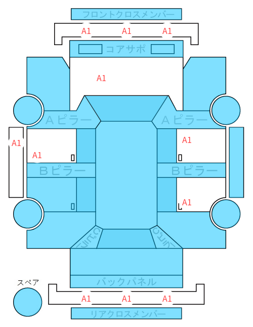 Body condition diagram (damage marks, Japanese labels)