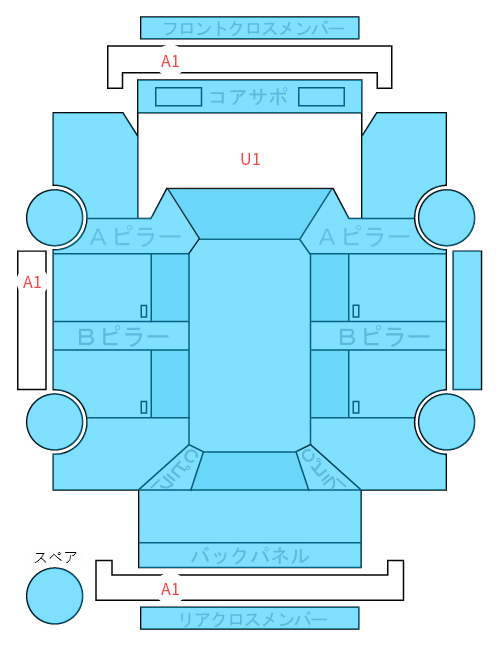 Body condition diagram (damage marks, Japanese labels)