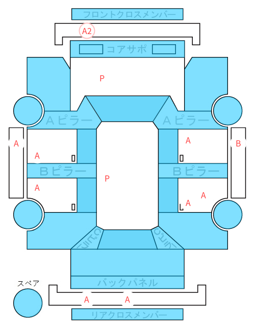 Body condition diagram (damage marks, Japanese labels)