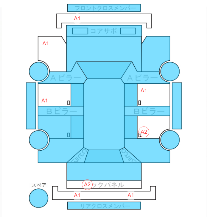 Body condition diagram (damage marks, Japanese labels)