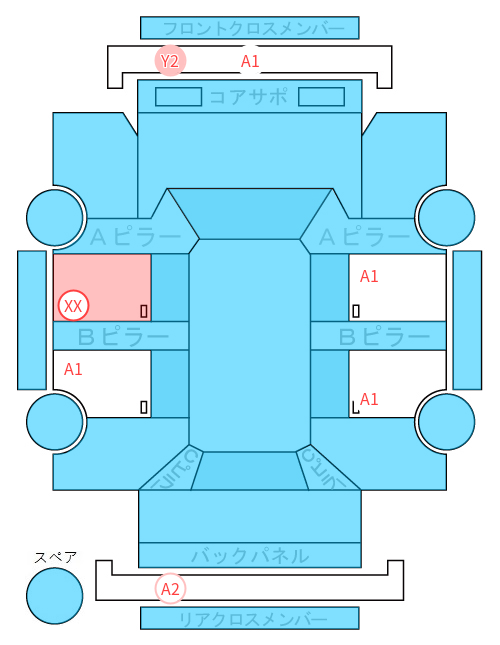 Body condition diagram (damage marks, Japanese labels)