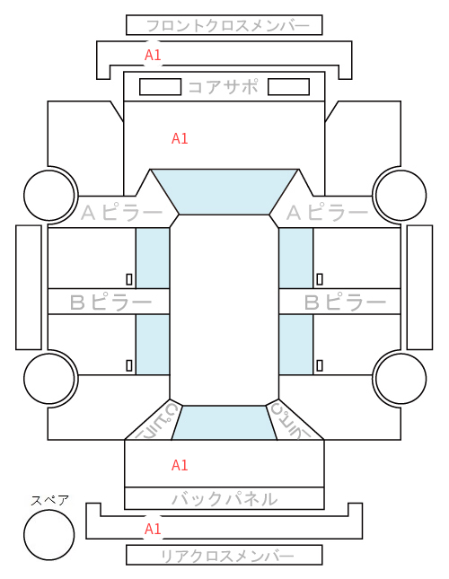 Body condition diagram (damage marks, Japanese labels)