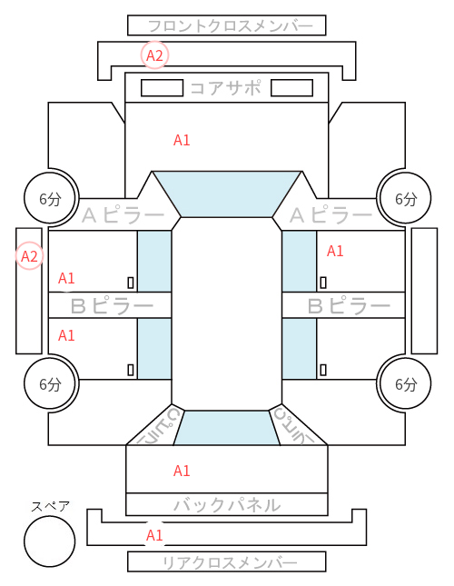 Body condition diagram (damage marks, Japanese labels)
