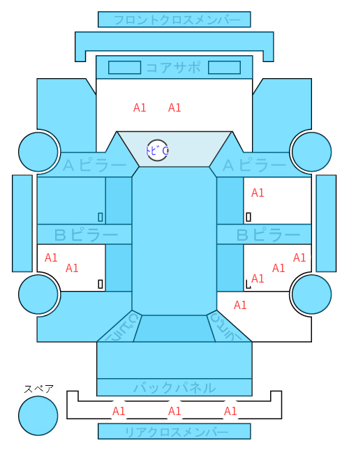 Body condition diagram (damage marks, Japanese labels)