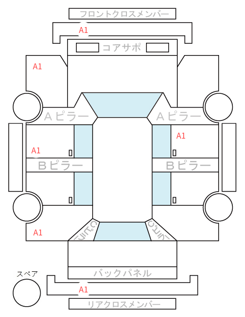 Body condition diagram (damage marks, Japanese labels)