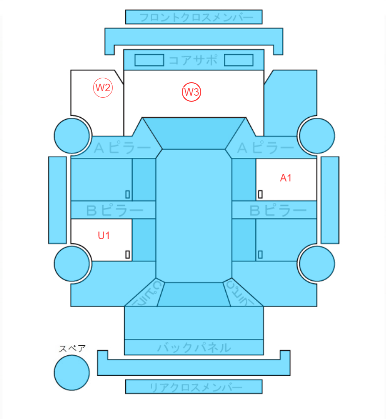 Body condition diagram (damage marks, Japanese labels)