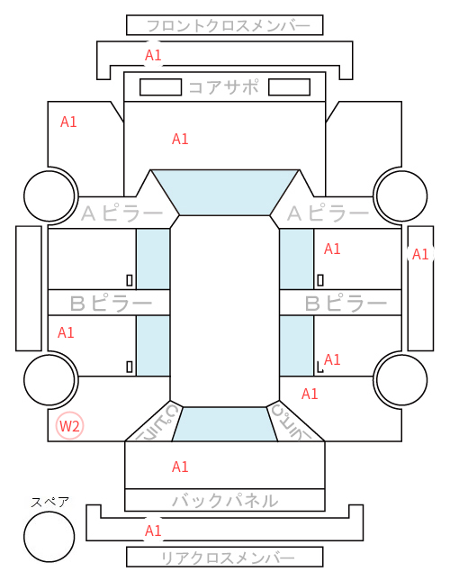 Body condition diagram (damage marks, Japanese labels)