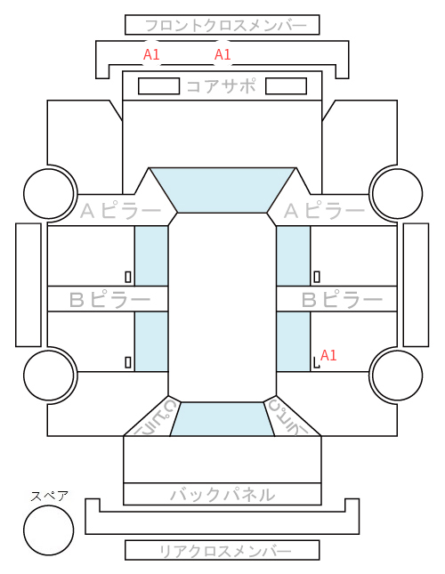 Body condition diagram (damage marks, Japanese labels)