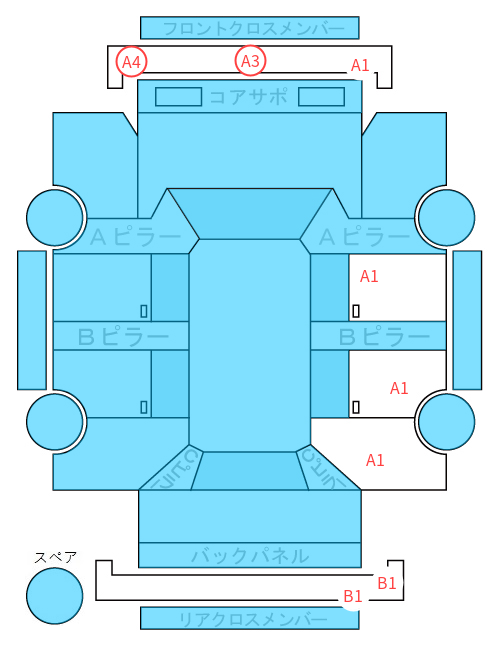 Body condition diagram (damage marks, Japanese labels)