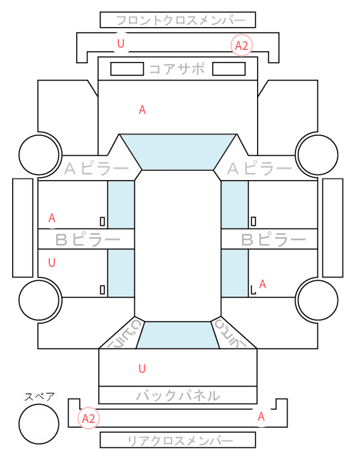 Body condition diagram (damage marks, Japanese labels)