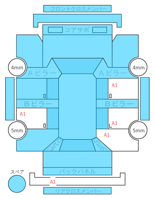 Body condition diagram (damage marks, Japanese labels)