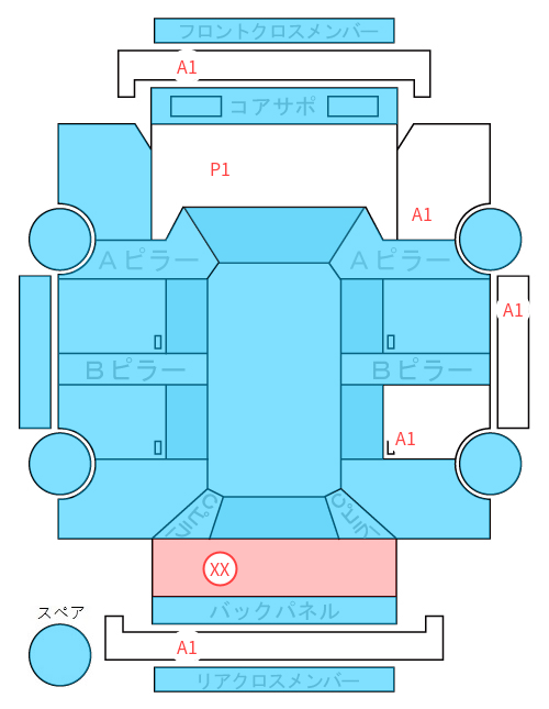 Body condition diagram (damage marks, Japanese labels)