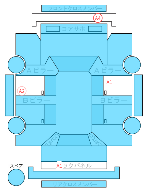 Body condition diagram (damage marks, Japanese labels)