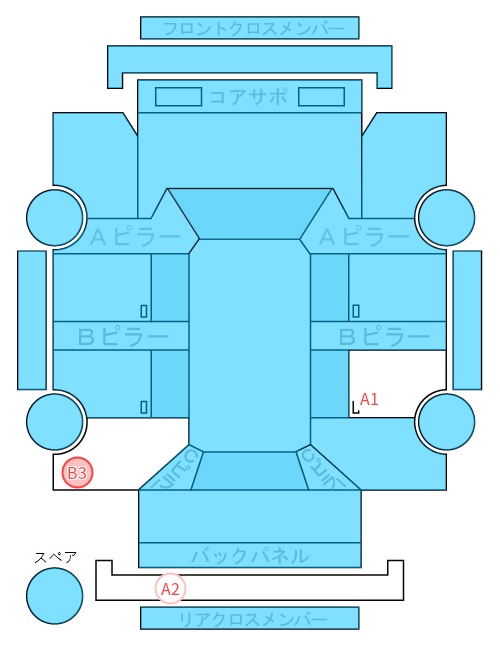 Body condition diagram (damage marks, Japanese labels)