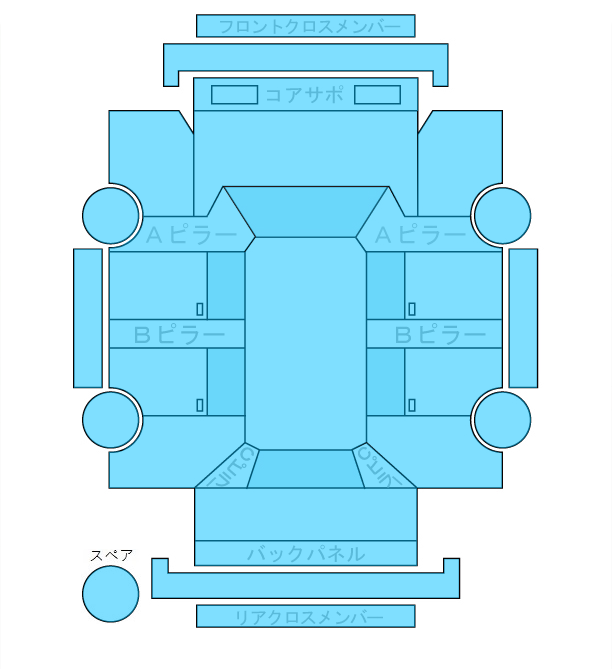 Body condition diagram (damage marks, Japanese labels)
