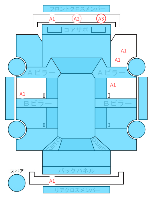 Body condition diagram (damage marks, Japanese labels)