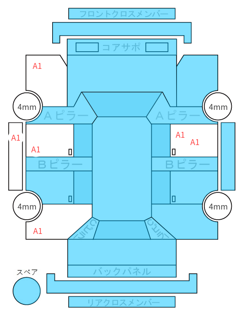 Body condition diagram (damage marks, Japanese labels)