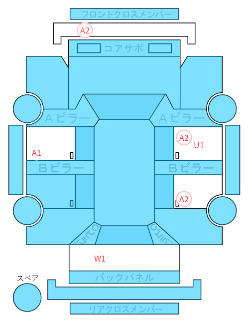 Body condition diagram (damage marks, Japanese labels)