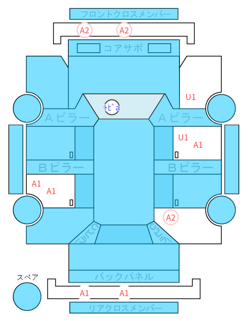 Body condition diagram (damage marks, Japanese labels)