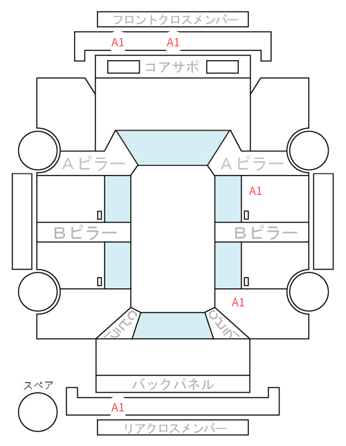 Body condition diagram (damage marks, Japanese labels)