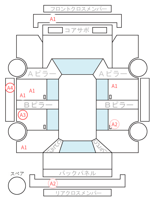 Body condition diagram (damage marks, Japanese labels)