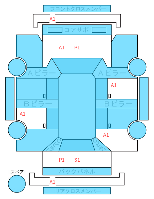 Body condition diagram (damage marks, Japanese labels)