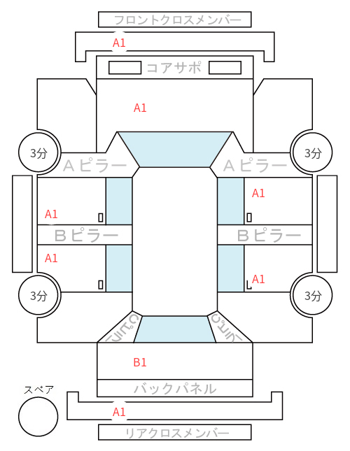 Body condition diagram (damage marks, Japanese labels)