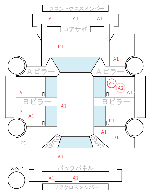 Body condition diagram (damage marks, Japanese labels)