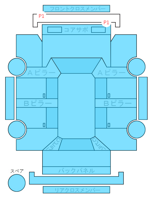 Body condition diagram (damage marks, Japanese labels)