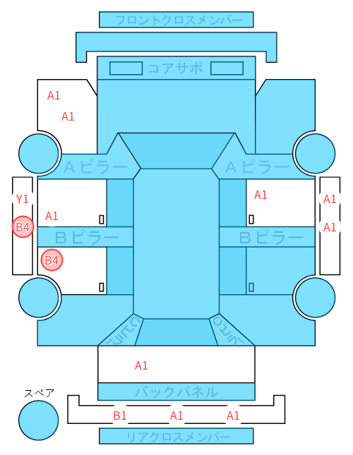 Body condition diagram (damage marks, Japanese labels)