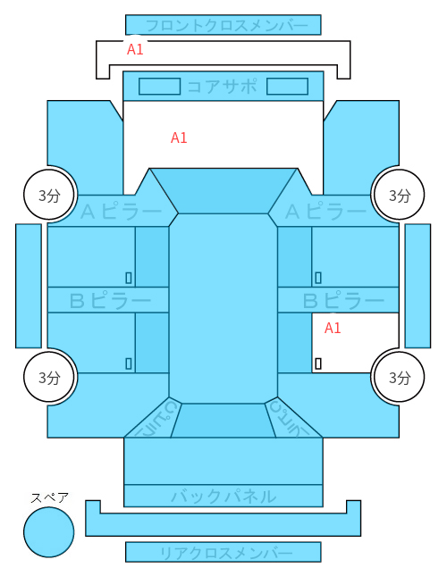Body condition diagram (damage marks, Japanese labels)