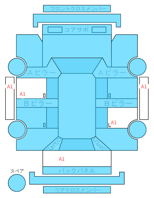 Body condition diagram (damage marks, Japanese labels)