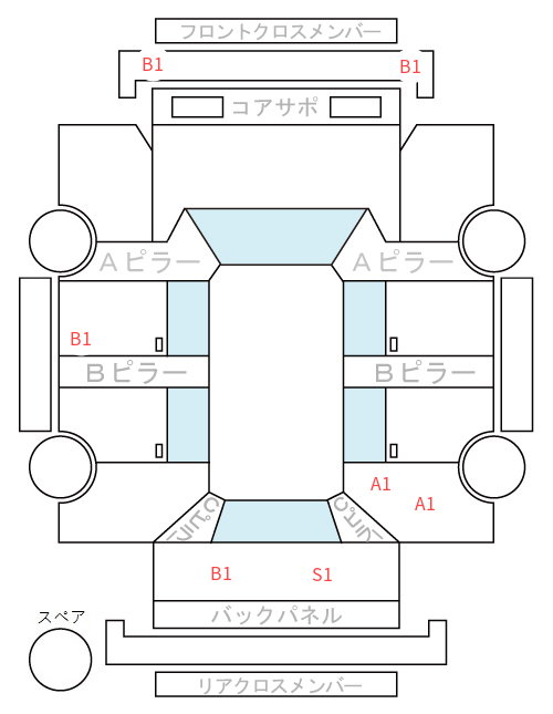 Body condition diagram (damage marks, Japanese labels)