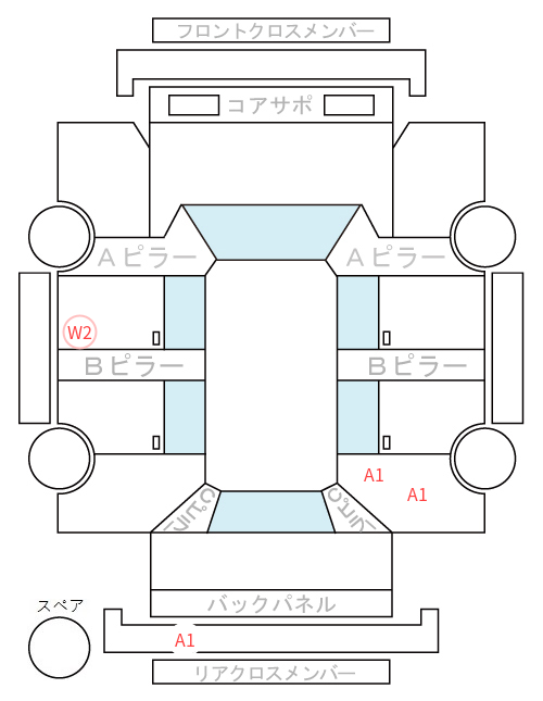 Body condition diagram (damage marks, Japanese labels)