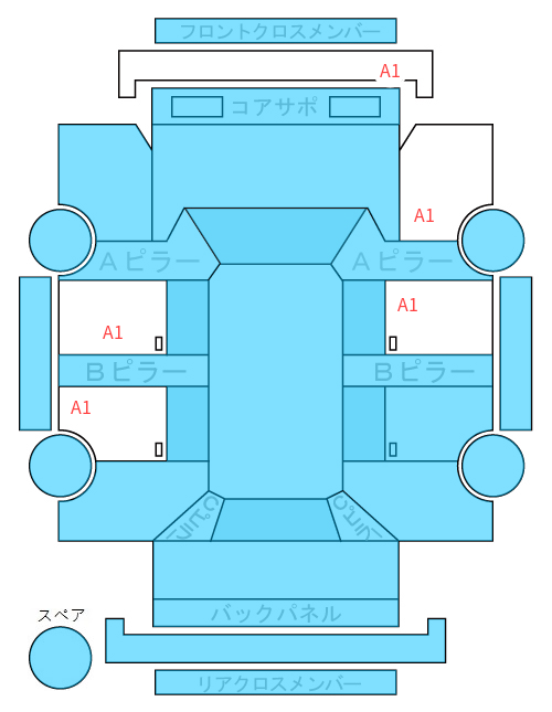 Body condition diagram (damage marks, Japanese labels)
