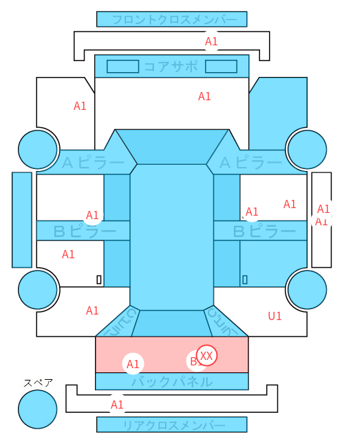 Body condition diagram (damage marks, Japanese labels)