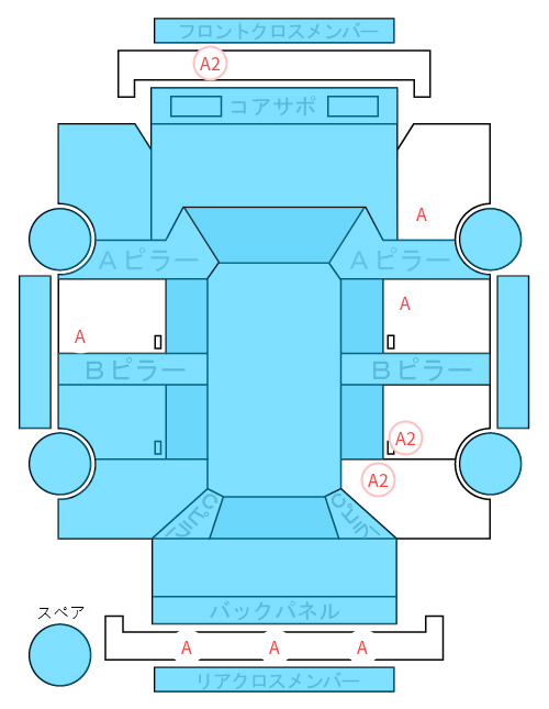 Body condition diagram (damage marks, Japanese labels)