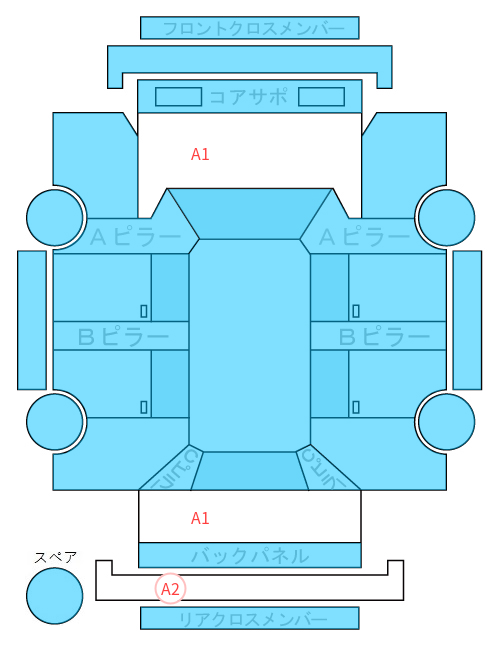 Body condition diagram (damage marks, Japanese labels)