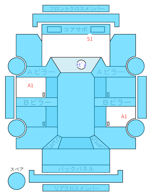 Body condition diagram (damage marks, Japanese labels)