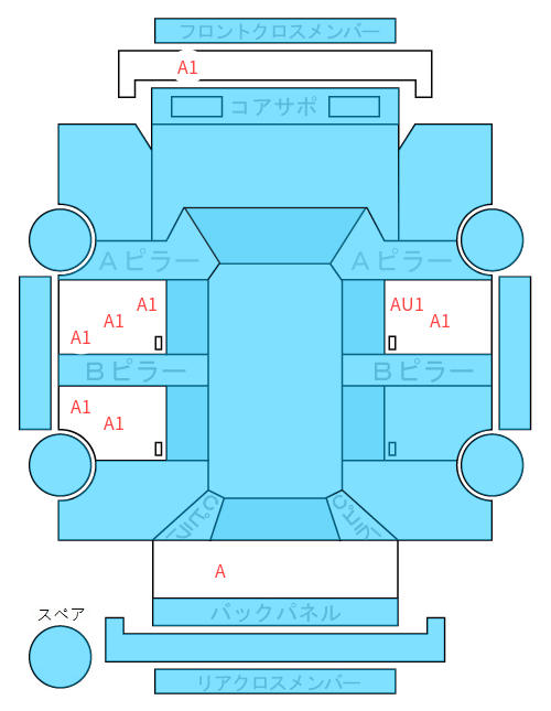 Body condition diagram (damage marks, Japanese labels)