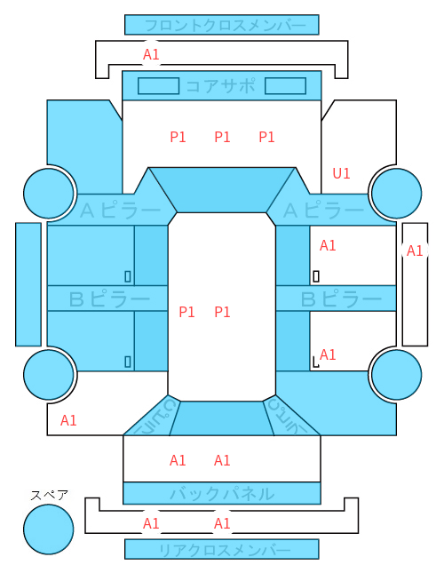 Body condition diagram (damage marks, Japanese labels)