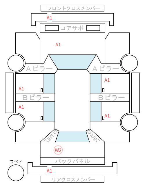 Body condition diagram (damage marks, Japanese labels)
