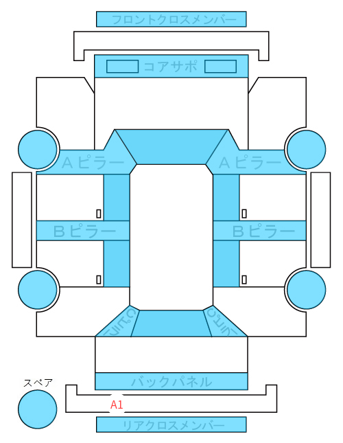 Body condition diagram (damage marks, Japanese labels)