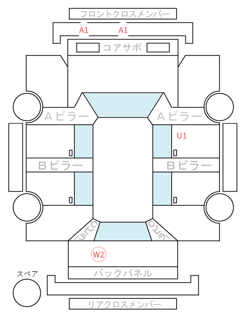 Body condition diagram (damage marks, Japanese labels)