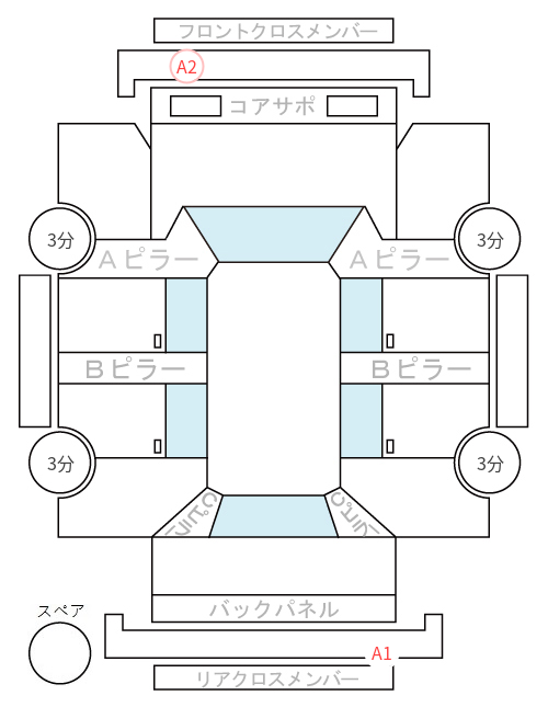 Body condition diagram (damage marks, Japanese labels)