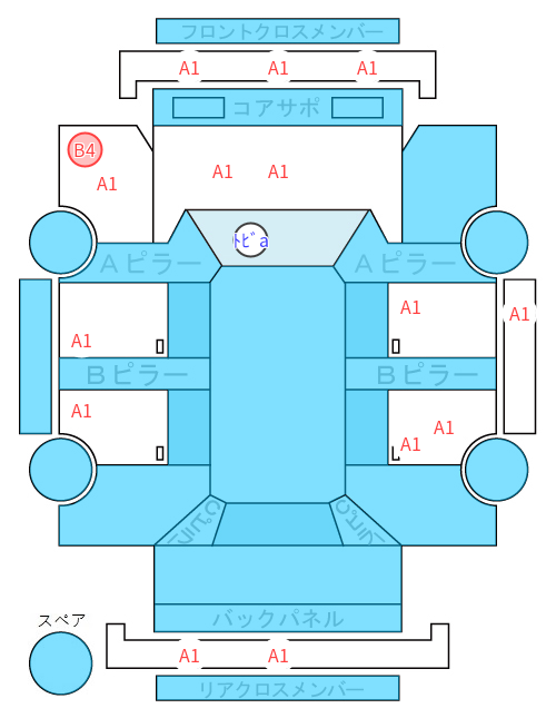 Body condition diagram (damage marks, Japanese labels)