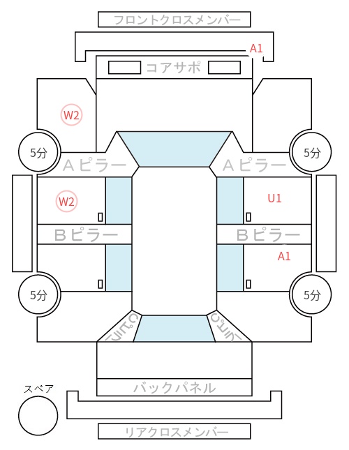 Body condition diagram (damage marks, Japanese labels)