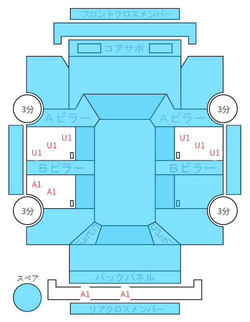 Body condition diagram (damage marks, Japanese labels)